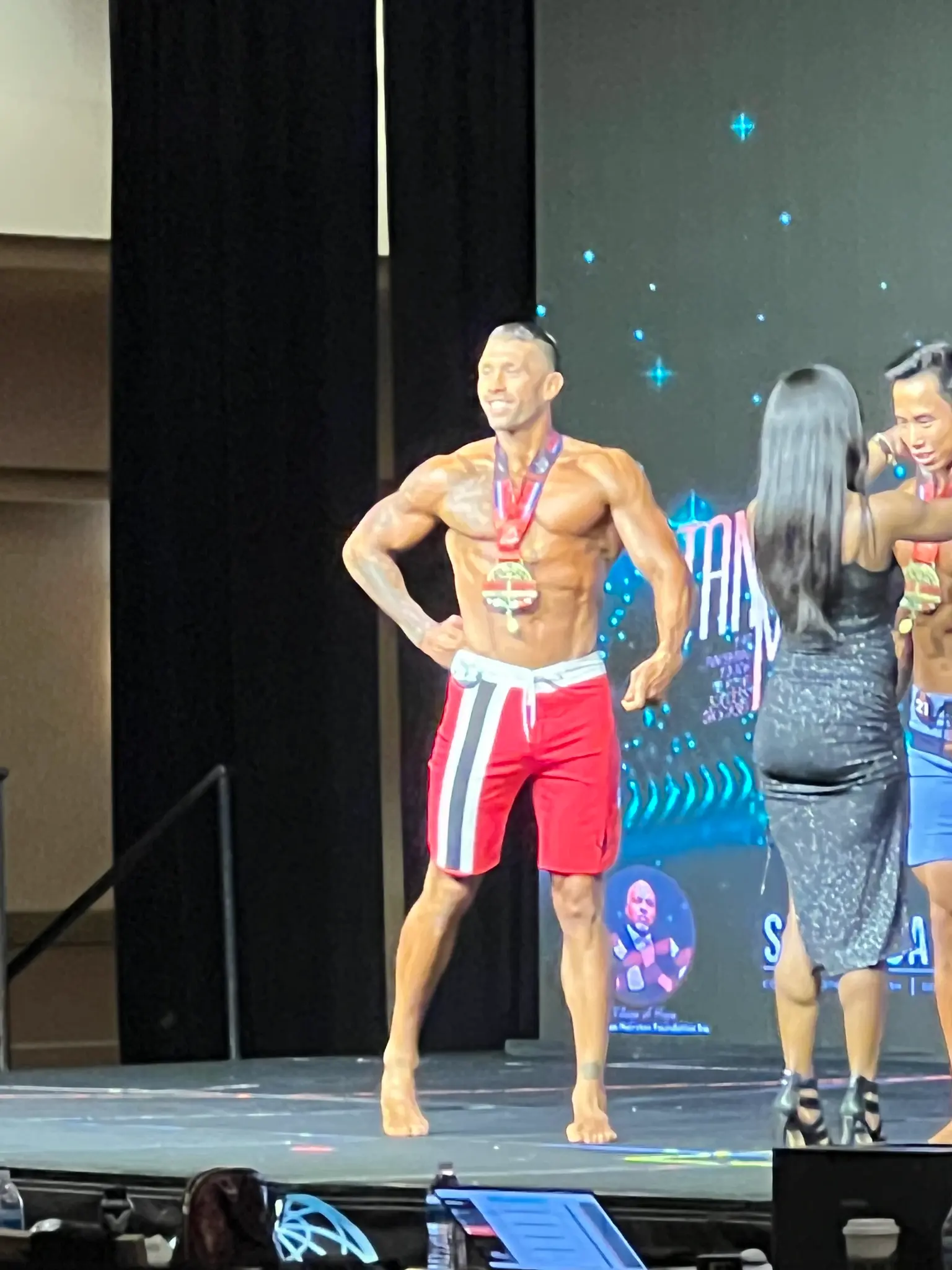 Jason Senteno competing on stage